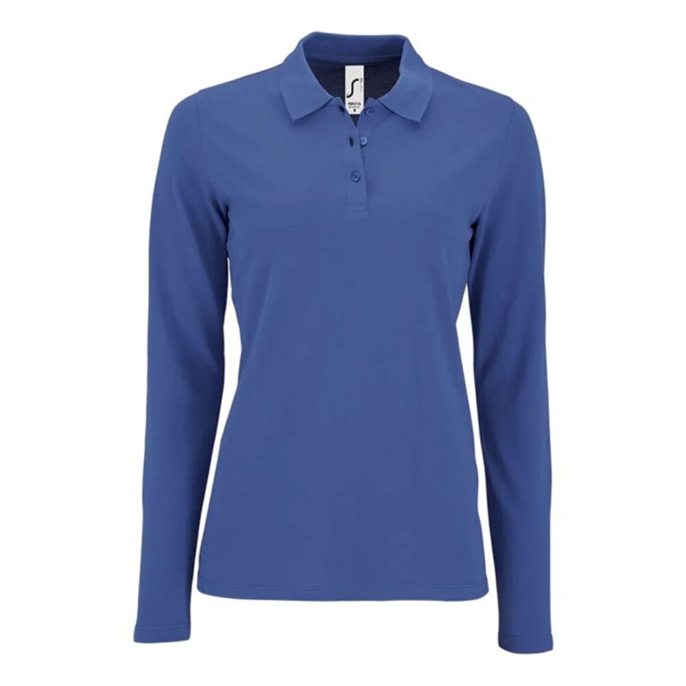 SOLS Womens/Ladies Perfect Pique Long-Sleeved Polo Shirt / Royal Blue
